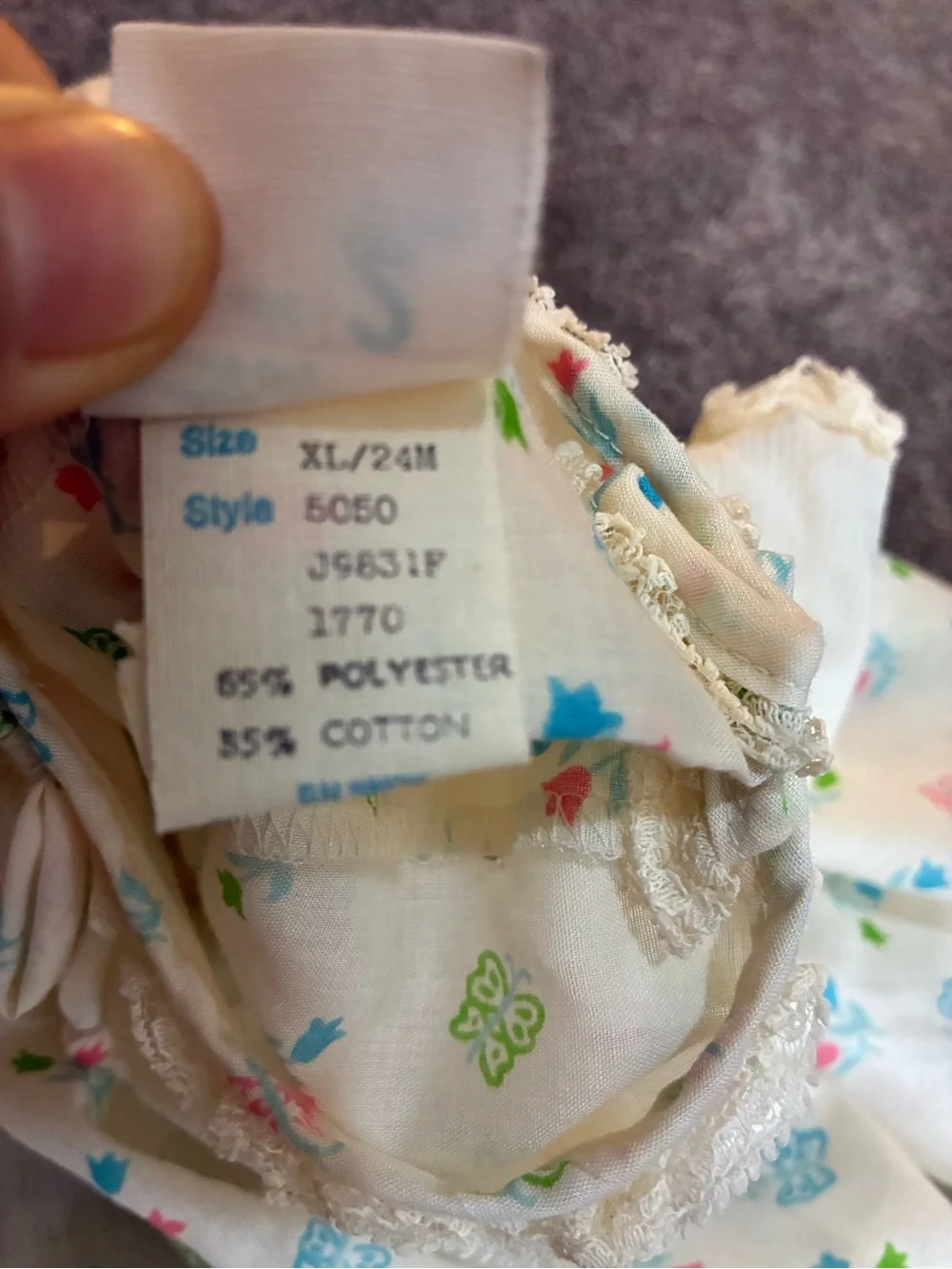 60s 70s Vintage JCPenney Toddle Time Baby Dress Floral/Butterfly Pastel 24 Month